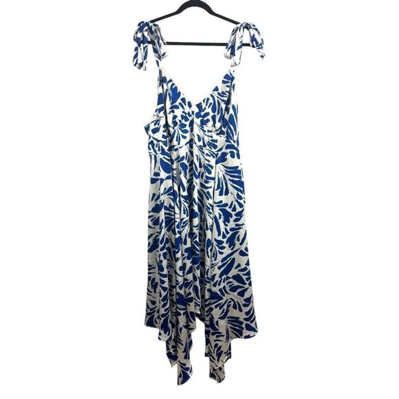 ALEXIS X TARGET BLUE BOTANICAL TIE STRAP ASYMMETRICAL HEM DRESS 2x - Picture 6 of 6